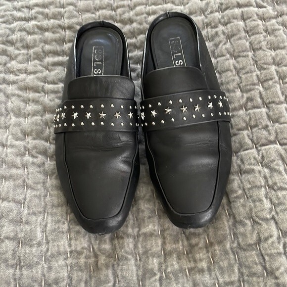 Sol Sana Charli Black Studded Leather Mules Size 37 - Picture 3 of 10